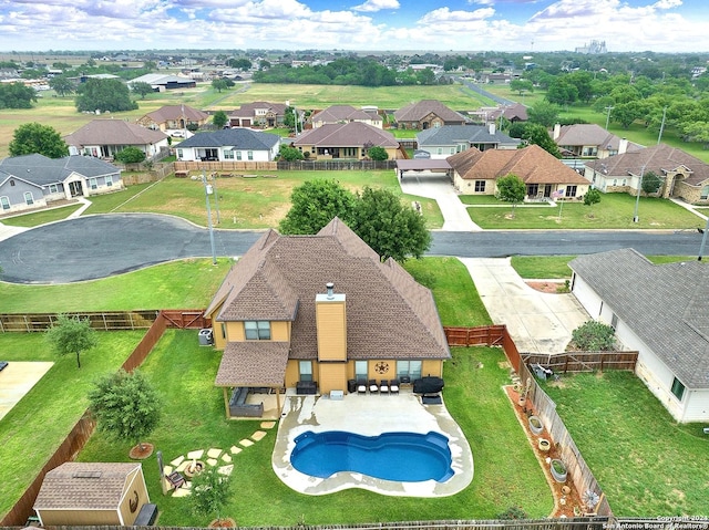 bird's eye view with a residential view