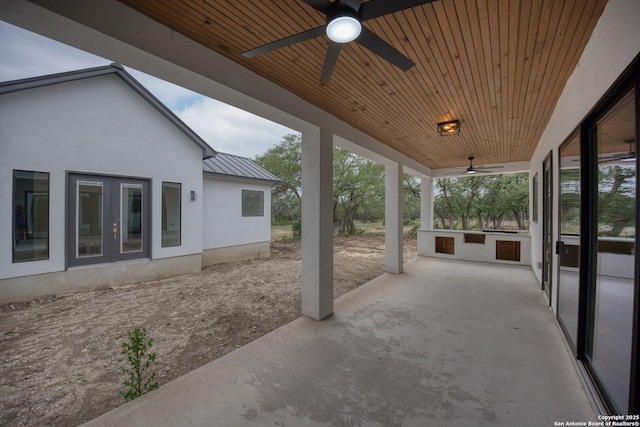 31047 Windmill Ln, Bulverde, TX 78163 - view of patio / terrace featuring ceiling fan and french doors