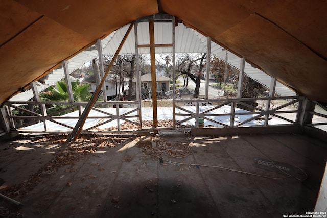 view of unfinished attic