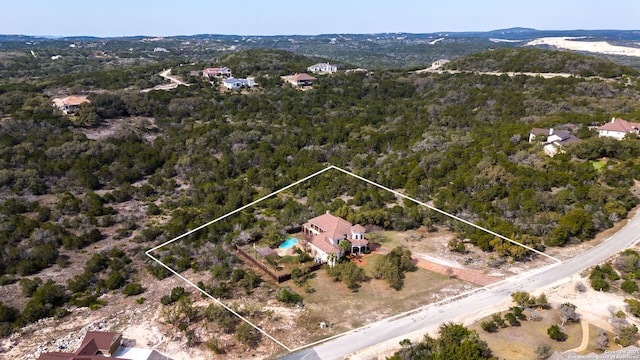 bird's eye view featuring a view of trees