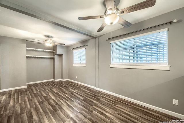 515 Park Mdw, San Antonio, TX 78227 - unfurnished room featuring dark wood-style flooring, ceiling fan, and baseboards