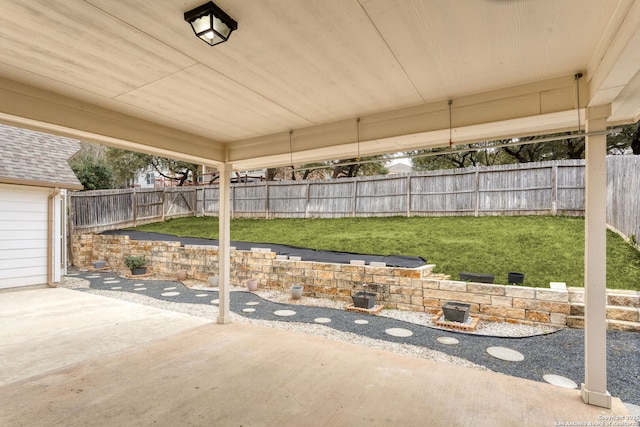 view of patio with a fenced backyard