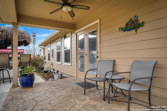 view of patio with ceiling fan