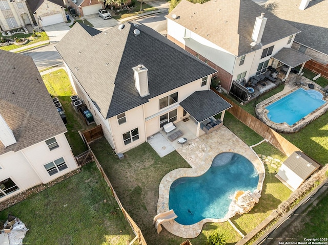 aerial view featuring a residential view