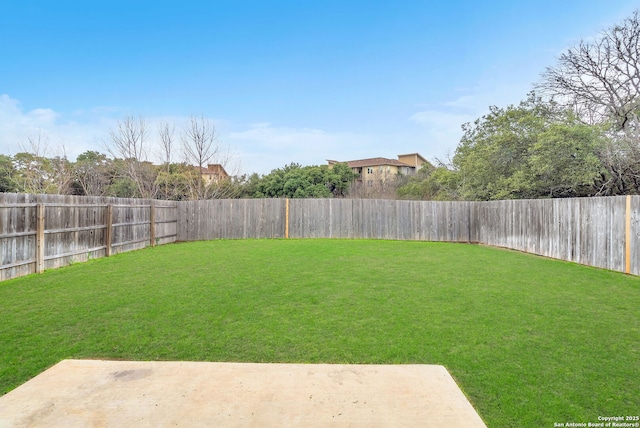 view of yard featuring a fenced backyard