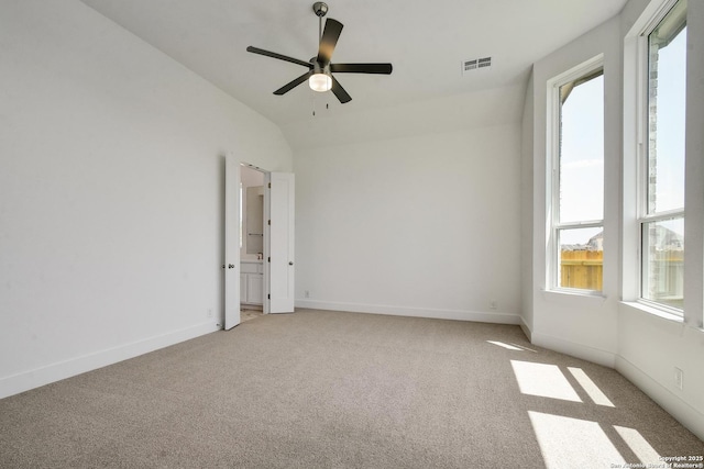 11717 Warlock, San Antonio, TX 78254 - empty room featuring light colored carpet, a ceiling fan, and lofted ceiling