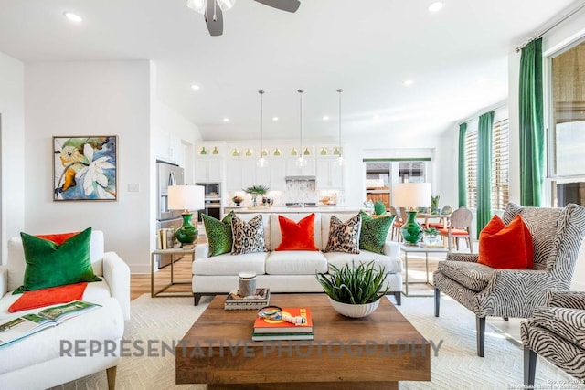11717 Warlock, San Antonio, TX 78254 - living room with a ceiling fan and recessed lighting