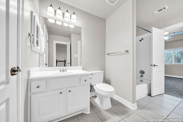 full bathroom with  shower combination, visible vents, and tile patterned floors