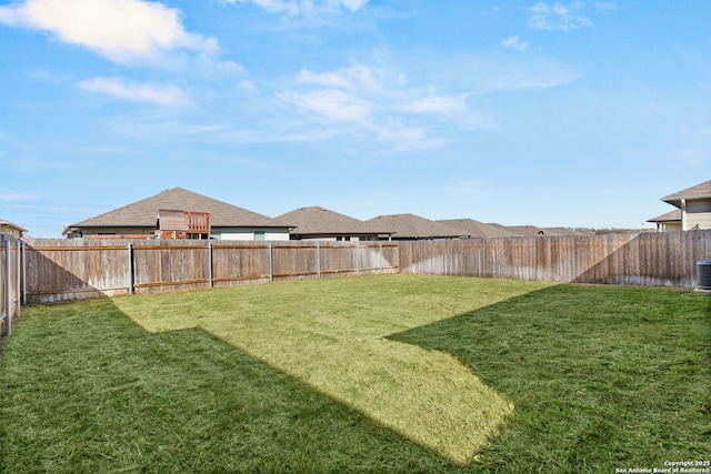 view of yard featuring a fenced backyard