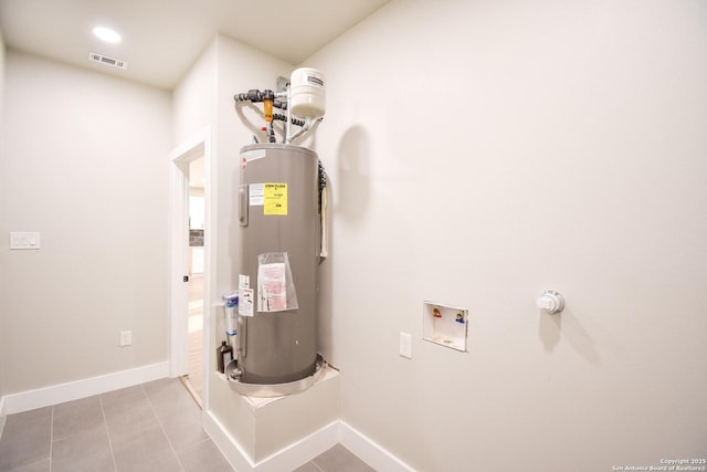 utility room with water heater and visible vents