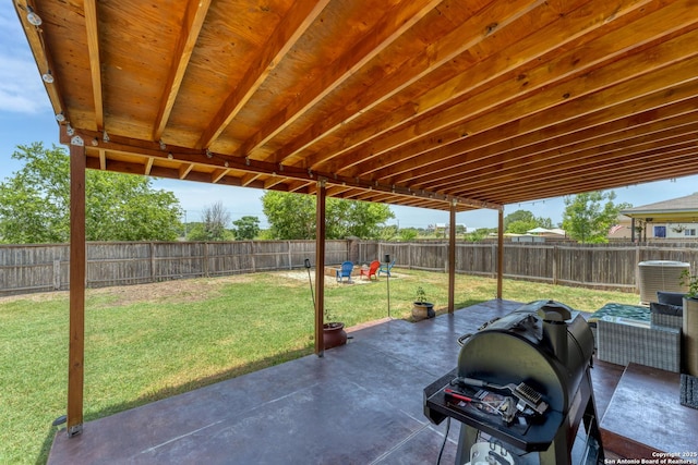 view of patio / terrace featuring grilling area and a fenced backyard