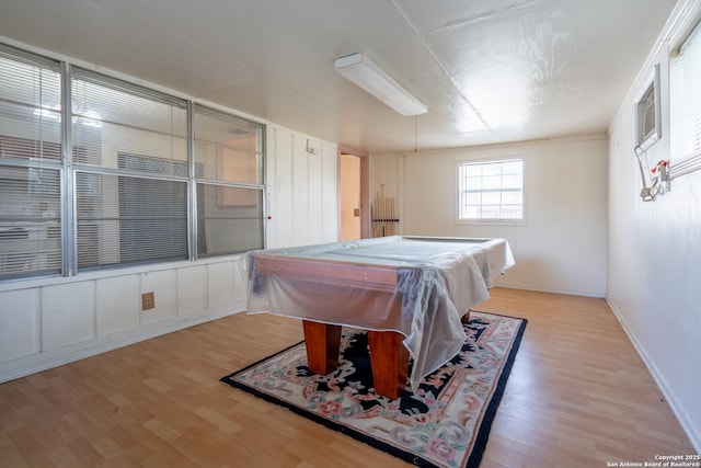 playroom featuring light wood-style floors and pool table