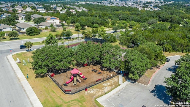 drone / aerial view with a residential view