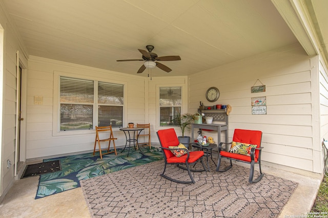 view of patio / terrace with ceiling fan