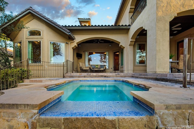 outdoor pool with a patio