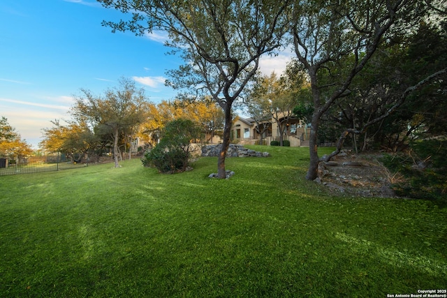 view of yard featuring fence