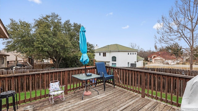 deck featuring a fenced backyard