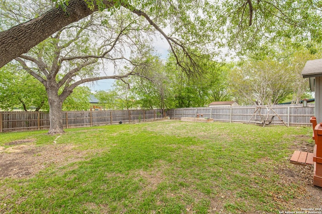 view of yard with a fenced backyard