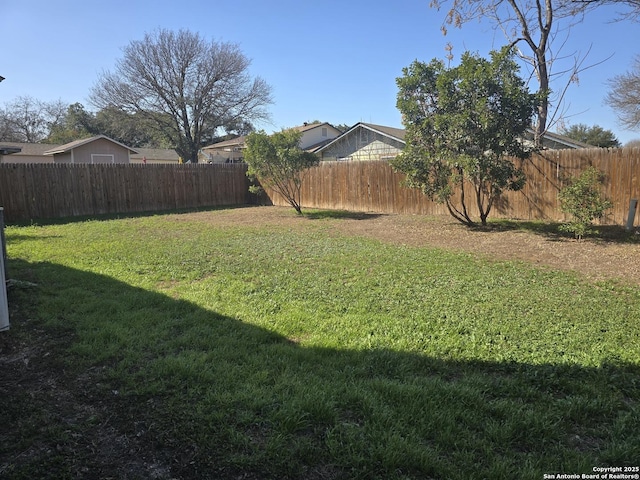 view of yard featuring a fenced backyard