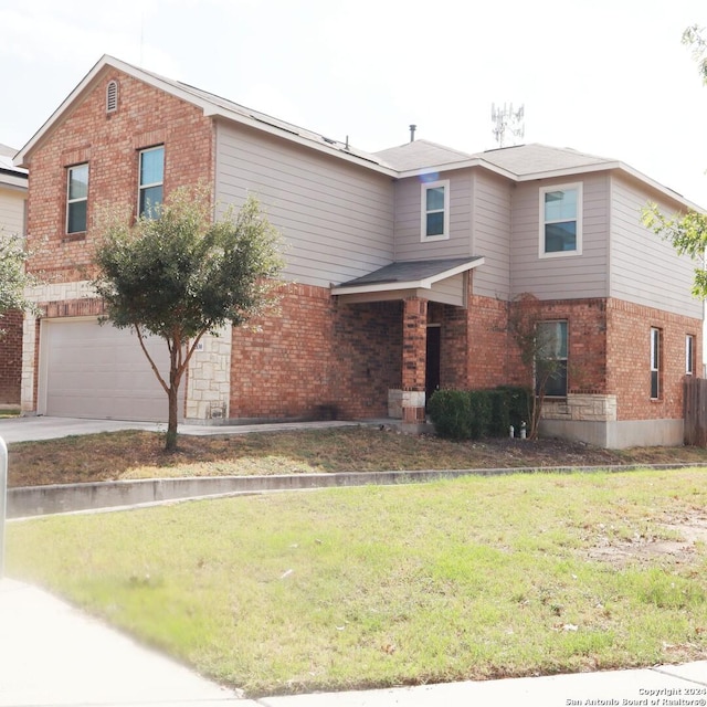11830 Bricewood Pass, San Antonio, TX 78254 - view of front of property with a garage, concrete driveway, and brick siding