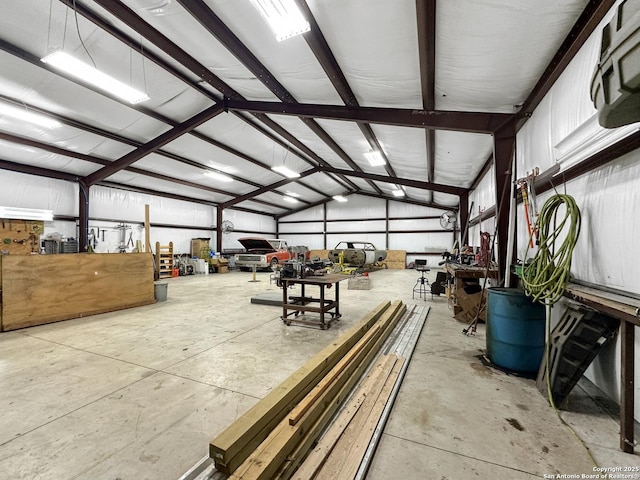 garage with metal wall