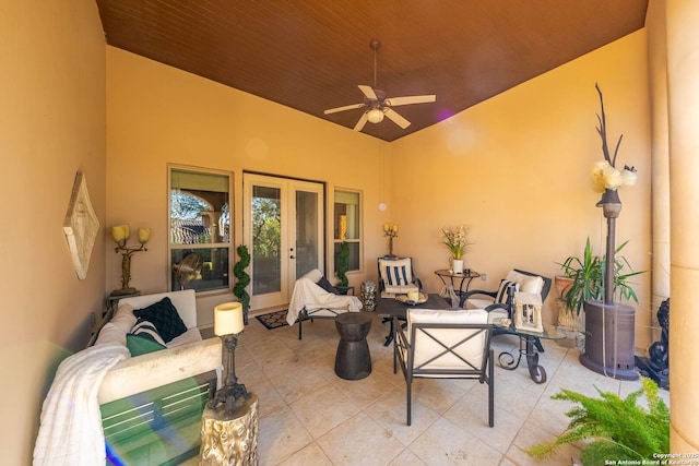 view of patio with outdoor lounge area and ceiling fan