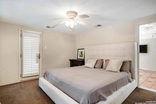 331 Ridgemont, Terrell Hills, TX 78209 - carpeted bedroom featuring ceiling fan and baseboards