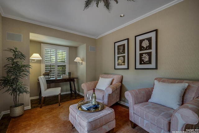 331 Ridgemont, Terrell Hills, TX 78209 - sitting room with crown molding and wood finished floors