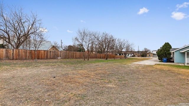 view of yard featuring fence