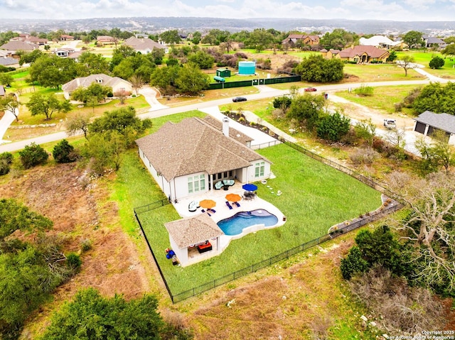 aerial view with a residential view