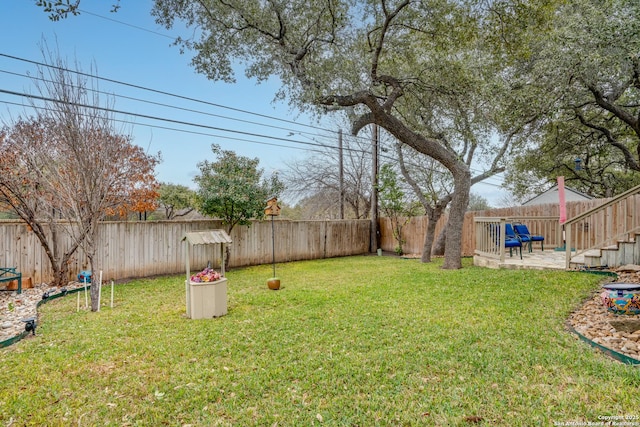 view of yard with a fenced backyard