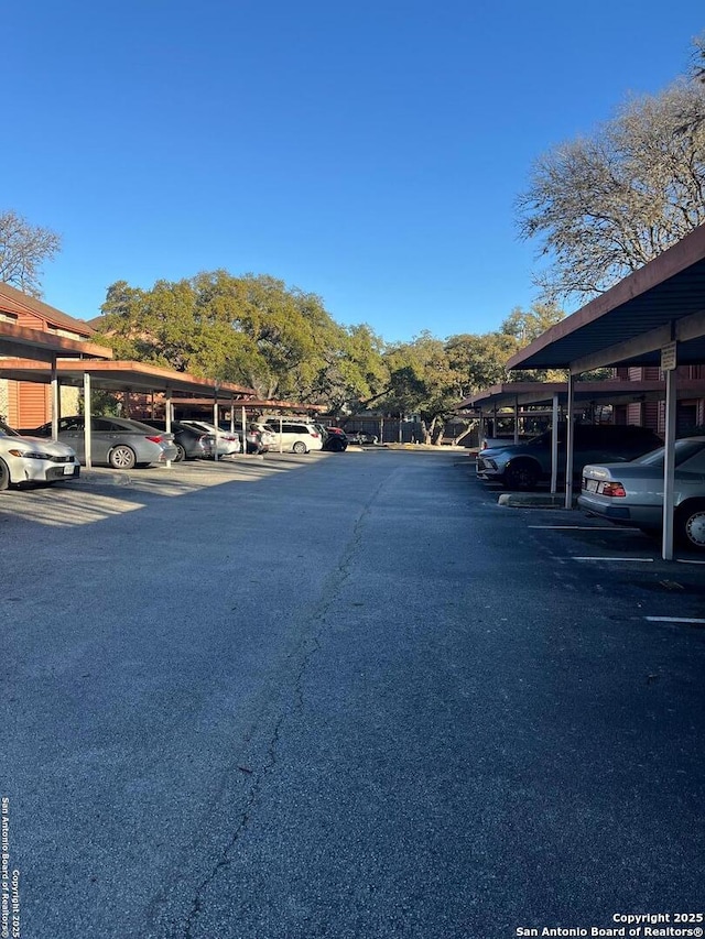 view of covered parking lot