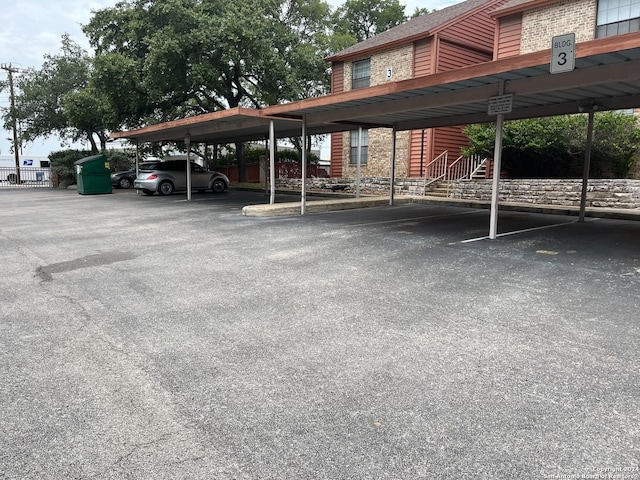 view of covered parking lot