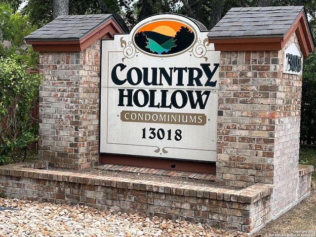 view of community sign