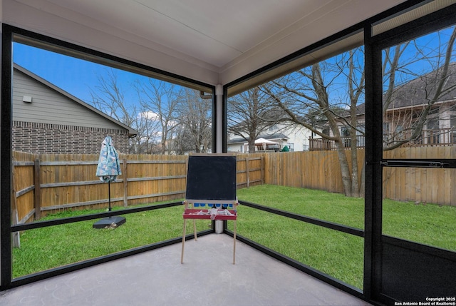 view of unfurnished sunroom