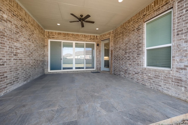 view of patio with a ceiling fan