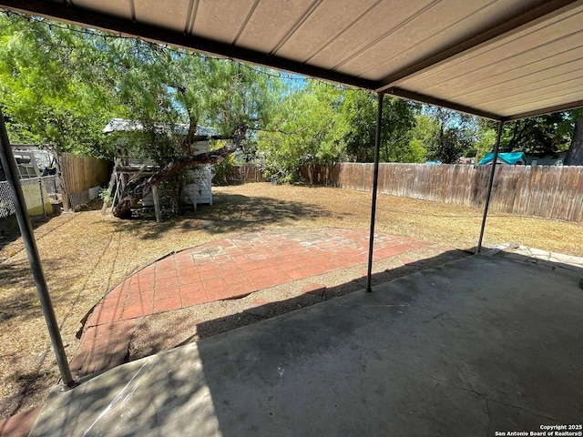 view of patio featuring a fenced backyard