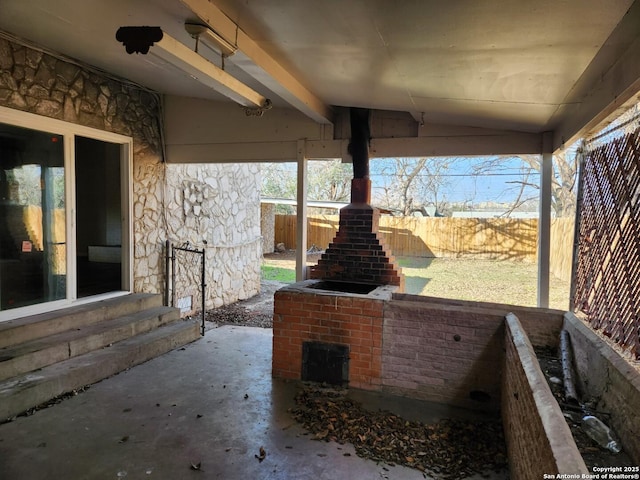 view of patio / terrace featuring entry steps and a fenced backyard