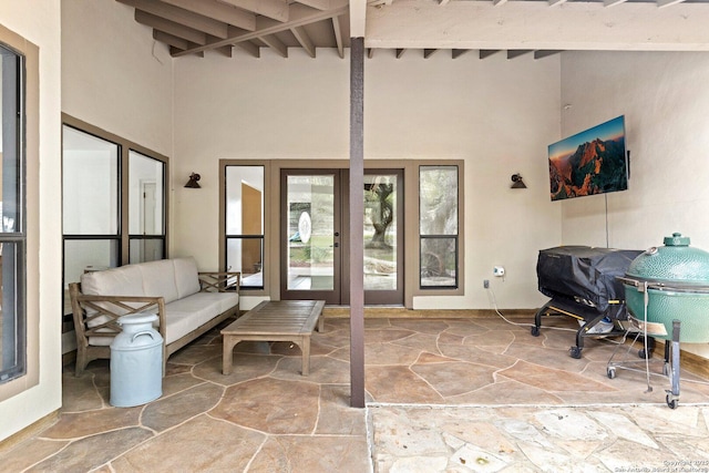 view of patio featuring an outdoor hangout area and french doors