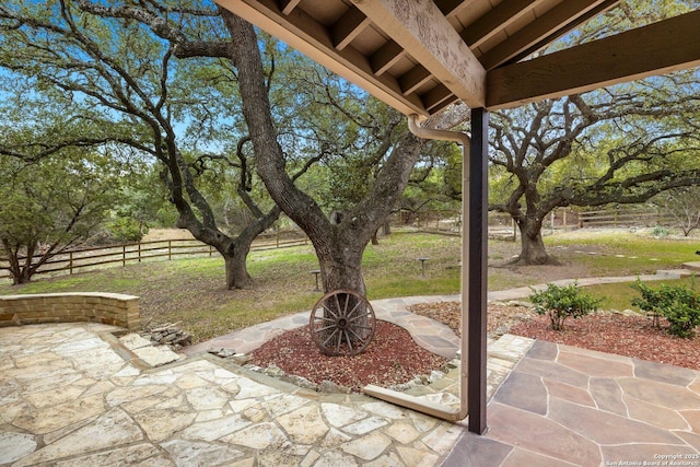 view of patio / terrace featuring fence