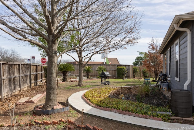 view of yard featuring a fenced backyard