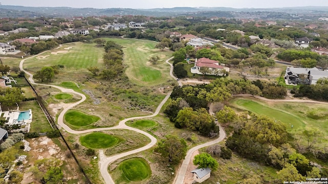 bird's eye view with a residential view and view of golf course