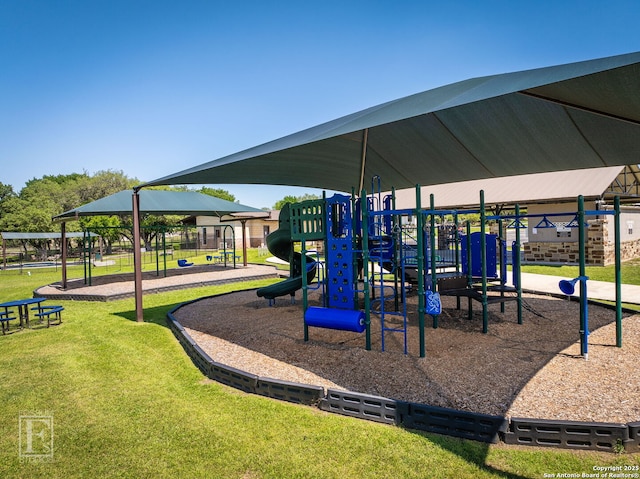 communal playground with a yard