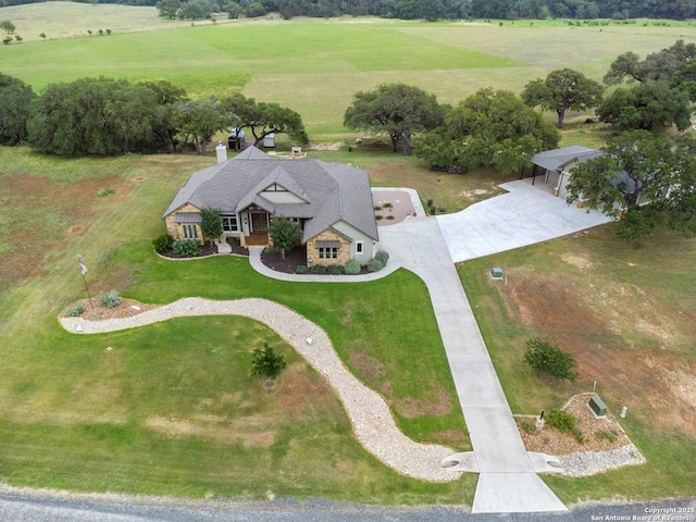 drone / aerial view with a rural view