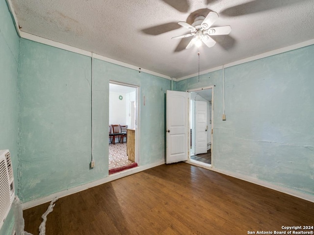 3315 Pitluk Ave, San Antonio, TX 78211 - empty room featuring ceiling fan, a textured ceiling, and wood finished floors