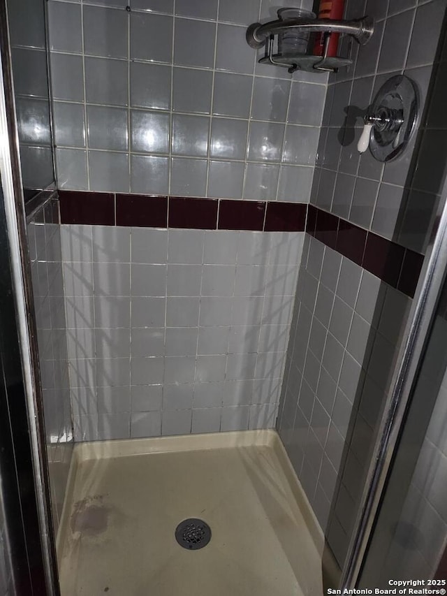 bathroom with a shower stall