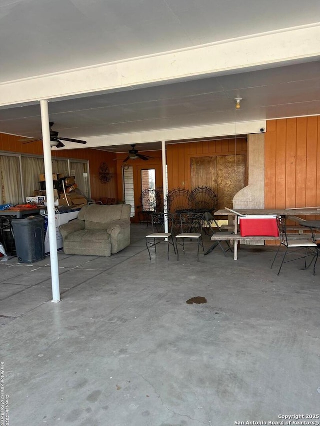 view of patio / terrace featuring ceiling fan