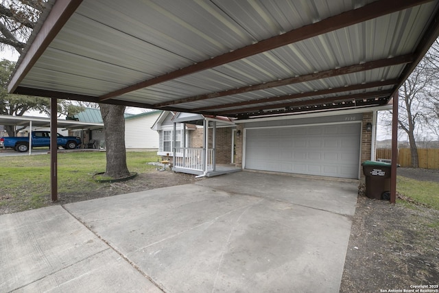 garage with a carport