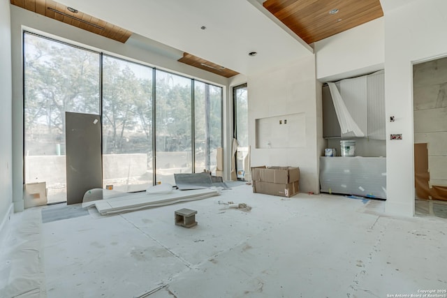 interior space with wooden ceiling