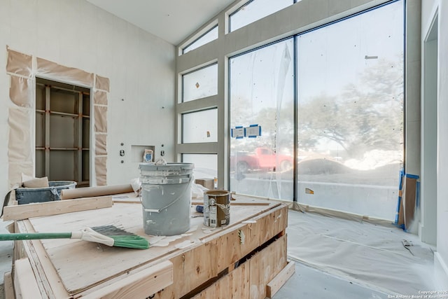 interior space featuring vaulted ceiling